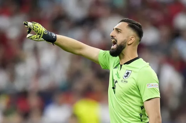 Georgia goalkeeper Giorgi Mamardashvili during the Euro 2024 Group F match against Portugal