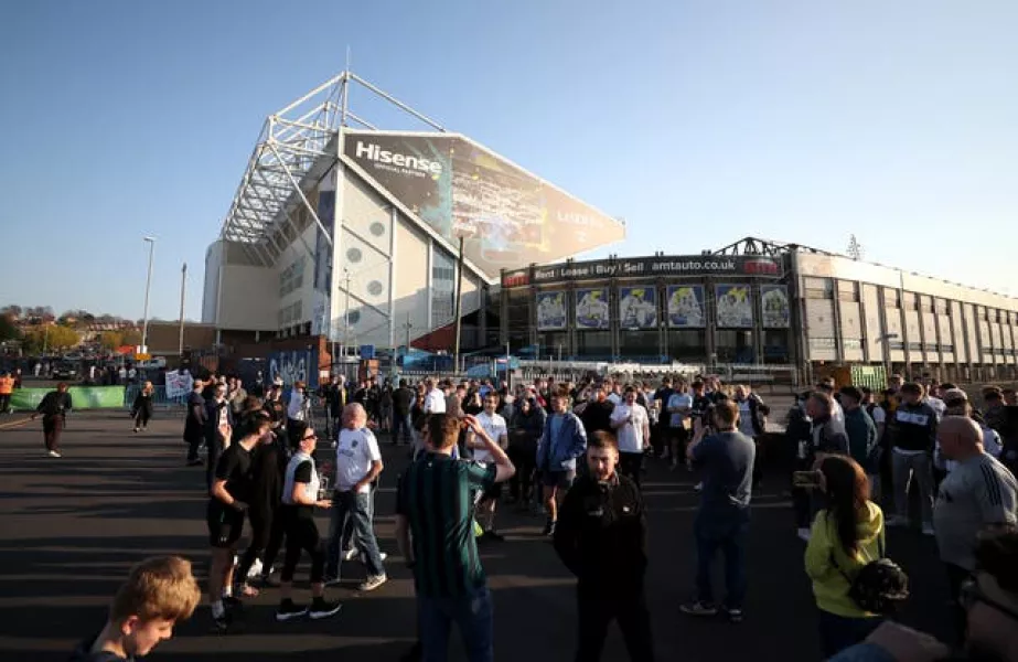 Fans protest outside Elland Road