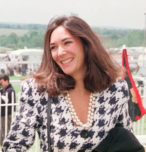 Ghislaine Maxwell, daughter of Robert Maxwell, arriving at Epsom Racecourse