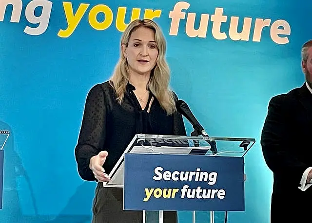 Justice Minister Helen McEntee stands at a lectern