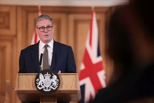 Sir Keir Starmer speaks during a press conference