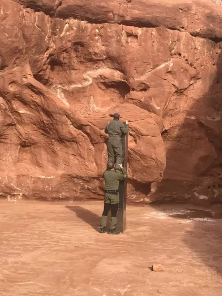 Metal monolith discovered in Utah