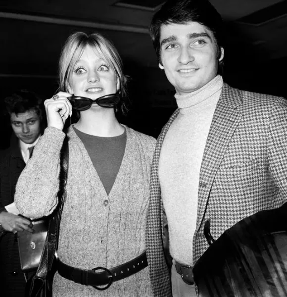 Goldie Hawn with her husband, Gus Trikonis, on arrival at Heathrow Airport from Paris