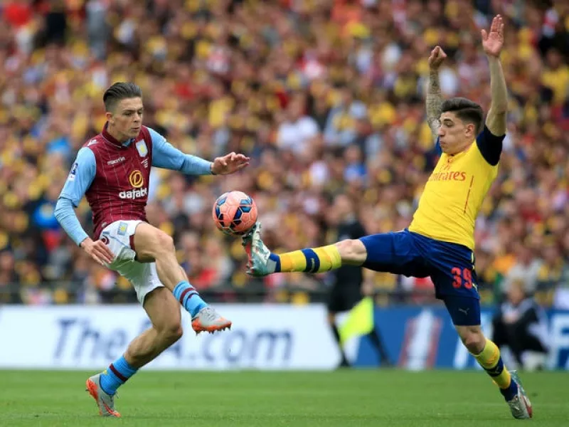 Jack Grealish in action for Aston Villa in the 2015 FA Cup final