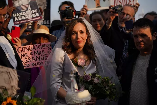 Stella Assange after her wedding ceremony with the WikiLeaks founder