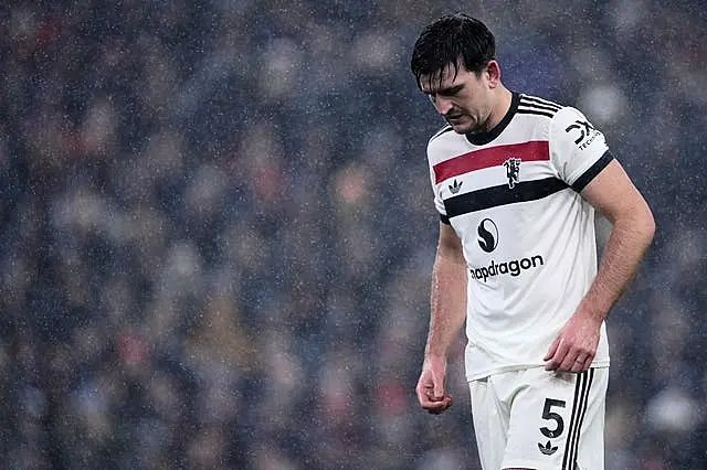 Harry Maguire reacts during Manchester United's draw with Liverpool