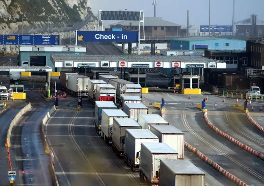 Lorries arrive at the Port of Dover