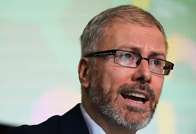 Irish Green Party leader Roderic O’Gorman speaks to journalists