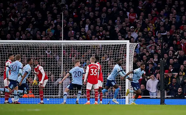 Ivan Toney celebrates scoring against Arsenal