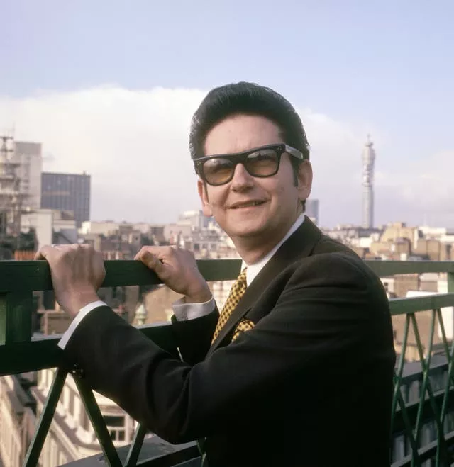 American singer Roy Orbison pictured on a roof top in London.