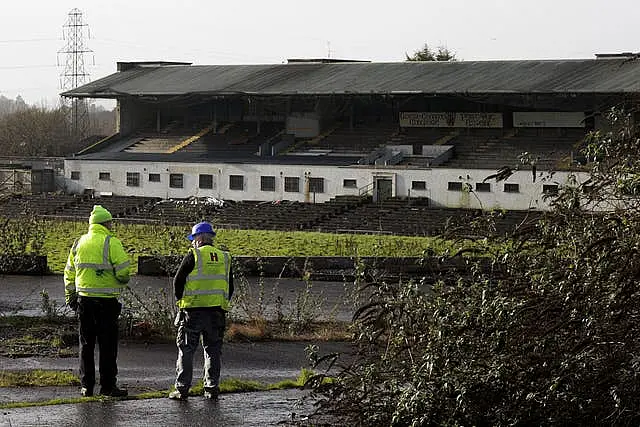 Workmen at Casement Park GAA stadium