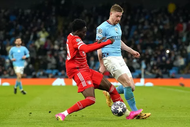 Kevin De Bruyne in action for Manchester City against Bayern Munich in midweek