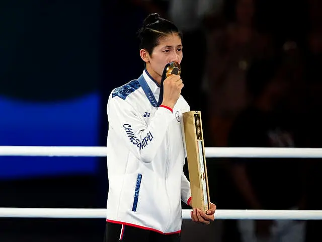 Lin Yu Ting pictured with an Olympic gold medal in Paris