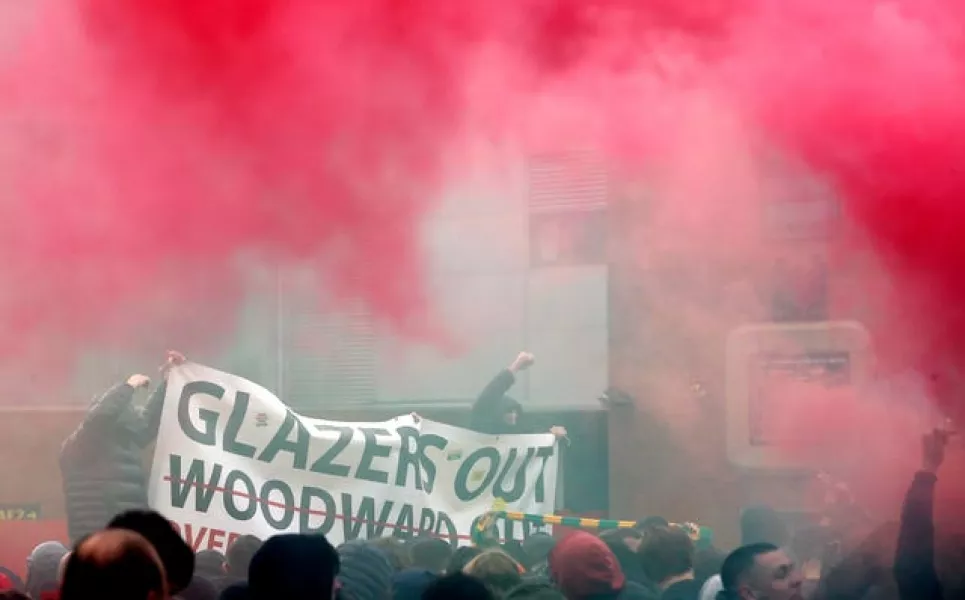 Anti-Glazer protests by United fans in May led to the Premier League match against Liverpool being postponed