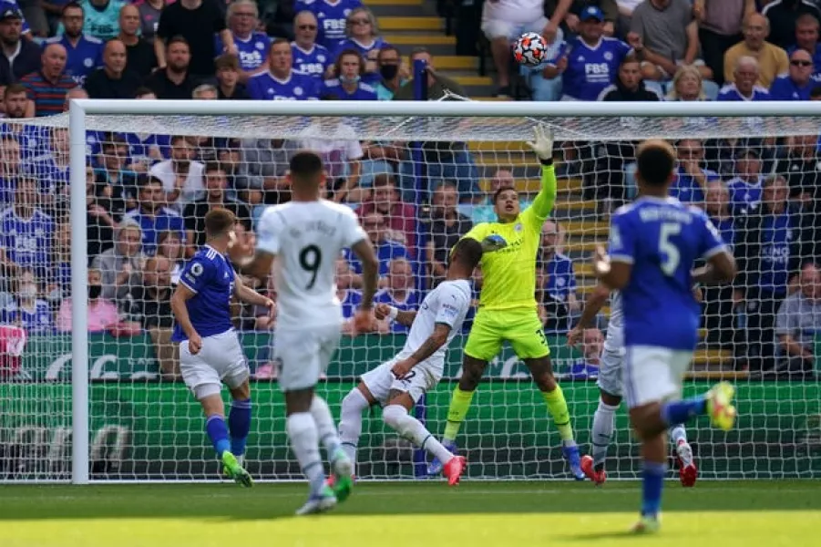 Harvey Barnes (left) went close for Leicester 