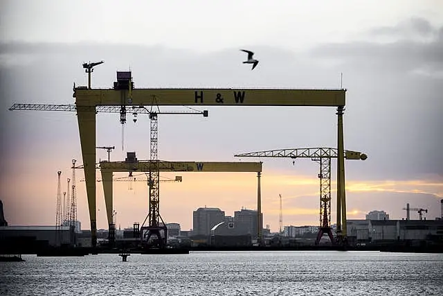 Huge cranes at a Harland and Wolff shipyard