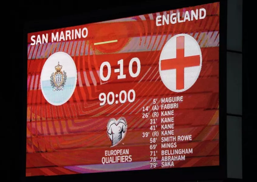 England booked their place by thrashing San Marino
