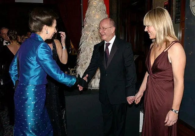 Princess Anne shaking hands with Trevor Sorbie