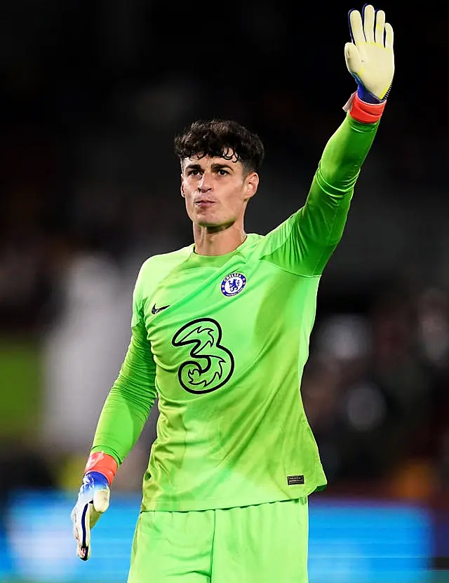 Chelsea goalkeeper Kepa Arrizabalaga salutes the fans