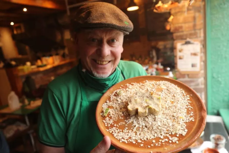 Steve Quilligan with his beef and Guinness shamrock potato cake 