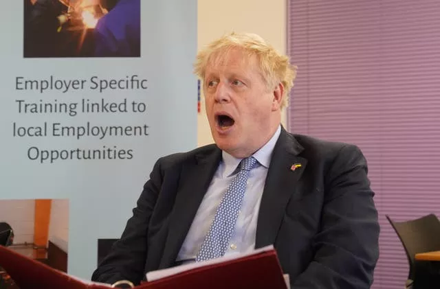 Prime Minister Boris Johnson during a visit to CityFibre Training Academy in Stockton-on-Tees, Darlington