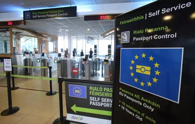 Irish border control at an airport