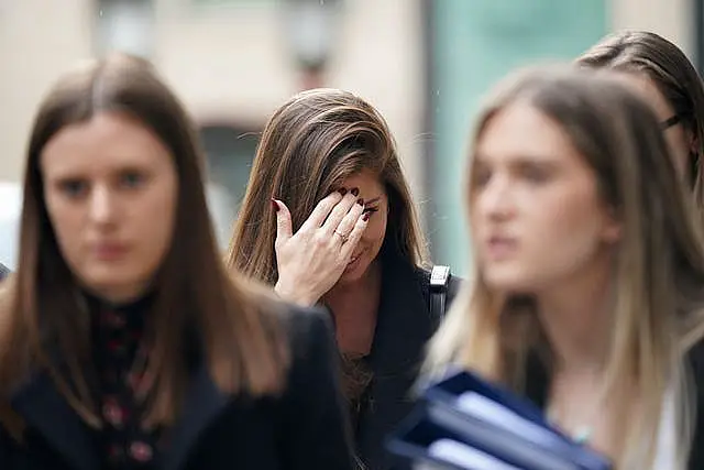 Actress Nikki Sanderson leaving the Rolls Building in central London, following a hearing in the case