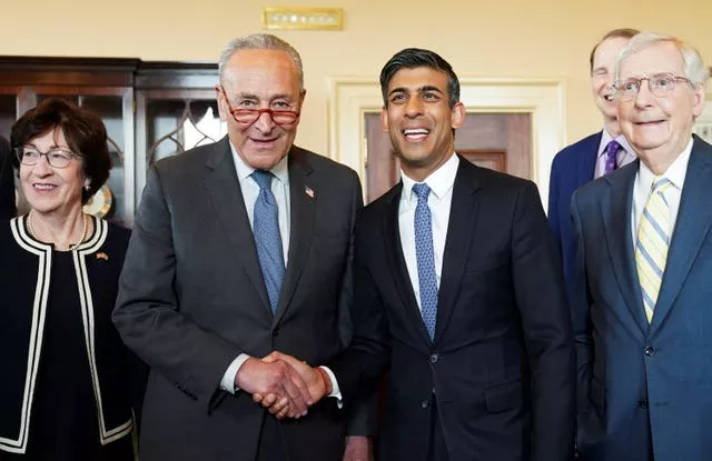 Prime Minister Rishi Sunak meets Mr McConnell, right, at Capitol Hill during his visit to Washington in June