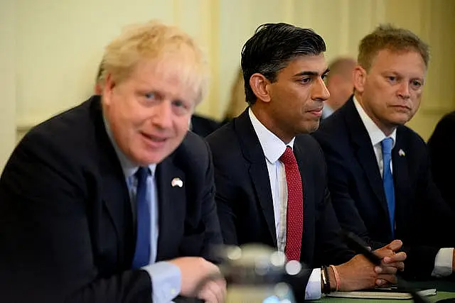 Boris Johnson and Rishi Sunak at a Cabinet meeting