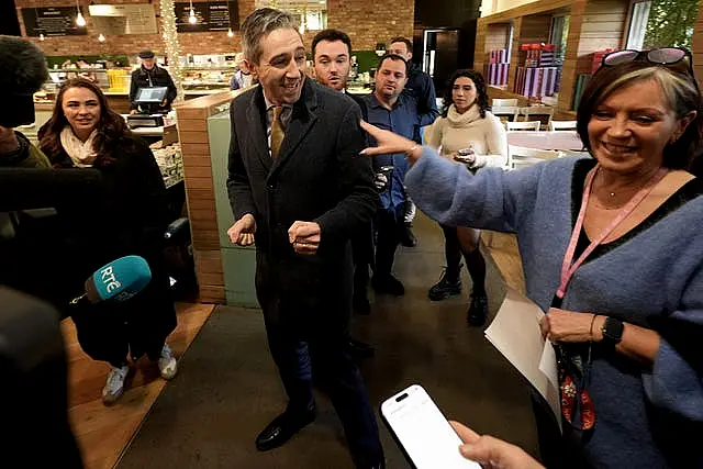 Taoiseach Simon Harris canvassing at Avoca in Malahide Castle, Dublin 