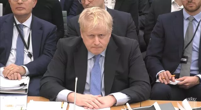 Boris Johnson gave evidence to the Privileges Committee on Wednesday (House of Commons/UK Parliament/PA)