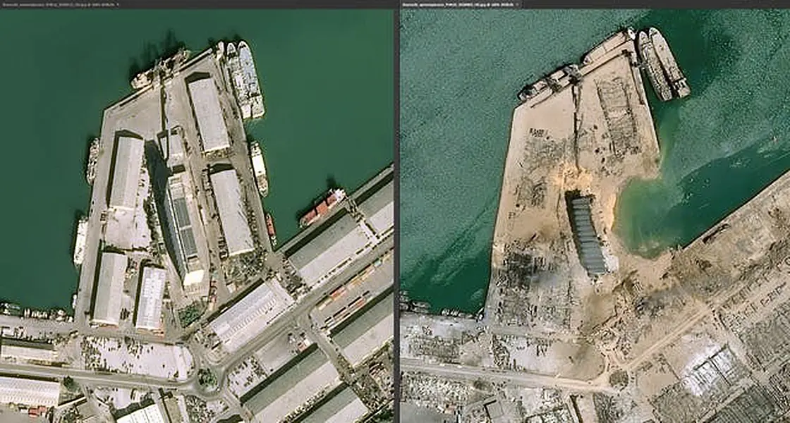 Beirut docks before and after the huge blast 