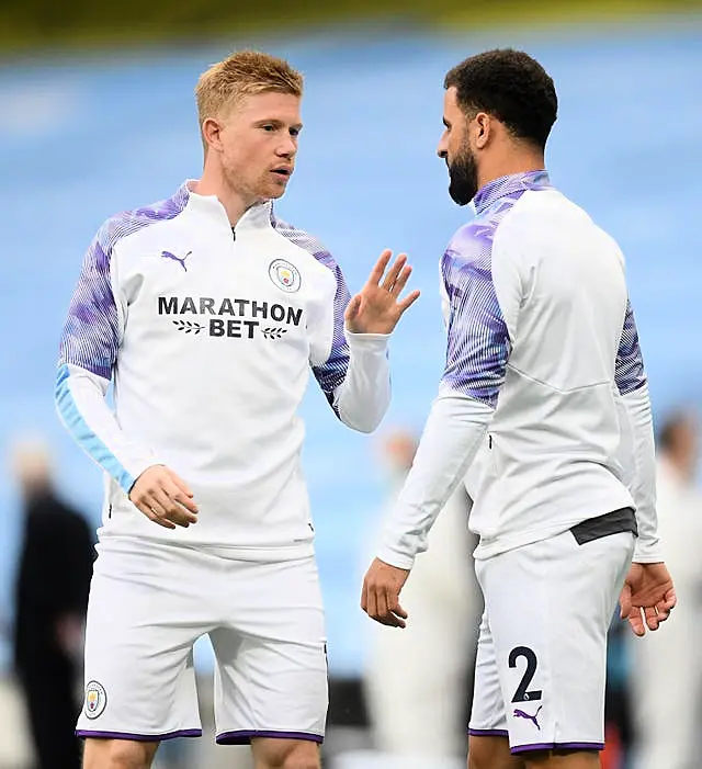 Kevin De Bruyne (left) and Kyle Walker (right) are injury doubts for Manchester City