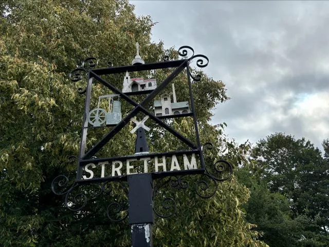 A view of the sign for the village of Stretham in Cambridgeshire, near where Stephen Chamberlain was killed while out running. (Sam Russell/ PA)