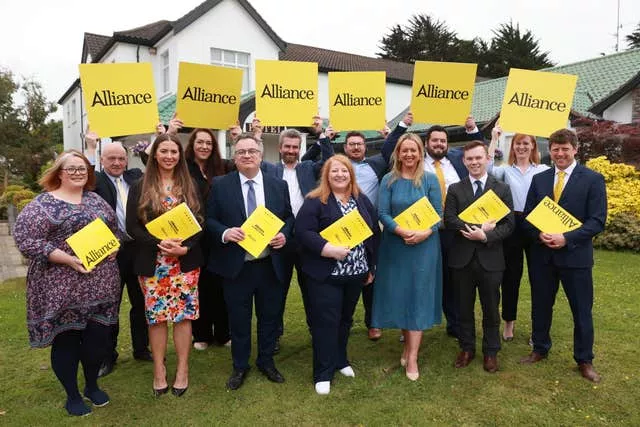 Alliance leader Naomi Long with the party’s Westminster candidates 