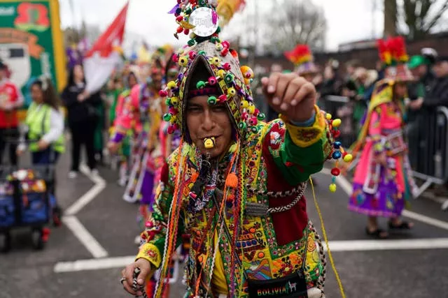 Performers take part in the St Patrick’s Day Parade in Birmingham 