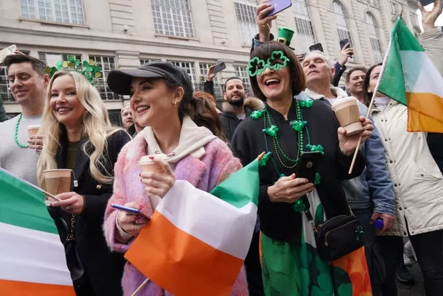 Members of the crowd at the St Patrick’s Day Parade in central London