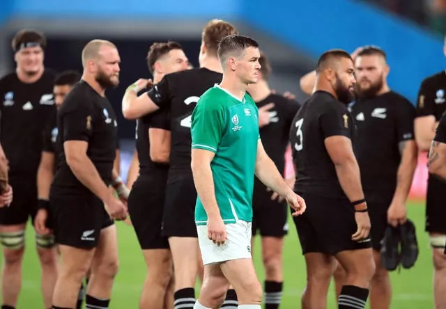 Ireland’s Johnny Sexton walks off dejected after the 2019 Rugby World Cup quarter-final defeat by New Zealand