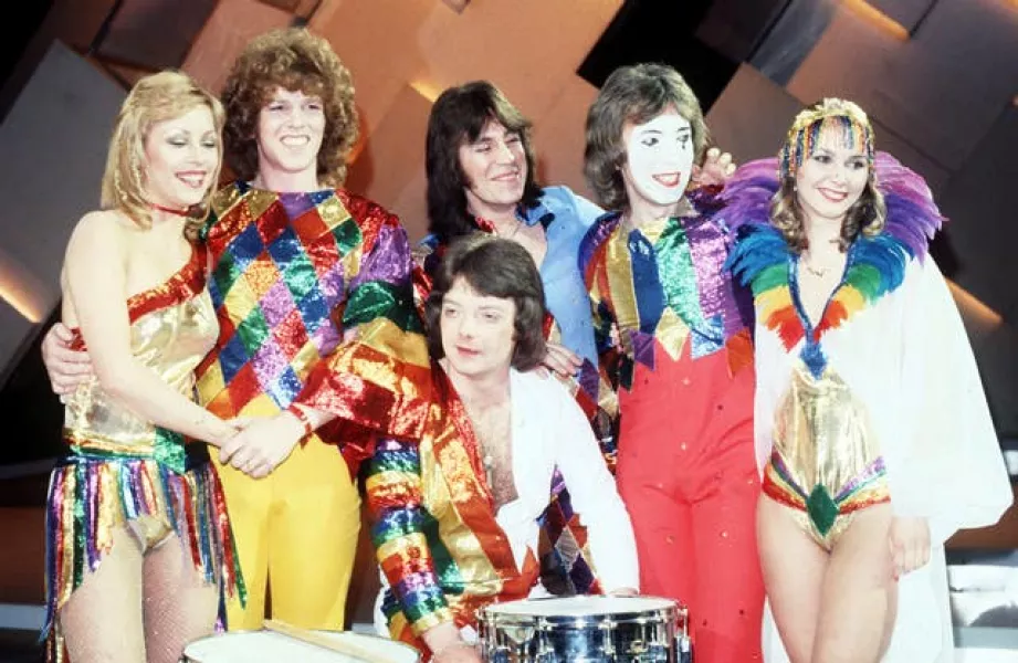 Co-Co, the pop group who will represent Britain in the 1978 Eurovision Song Contest, at the Royal Albert Hall when they won the British heat with the song ‘The Bad Old Days’. (l-r) Josie Andrews, Paul Rogers, Terry Bradford, Keith Hasler, Cheryl Baker and, in front, Charles Brennan.