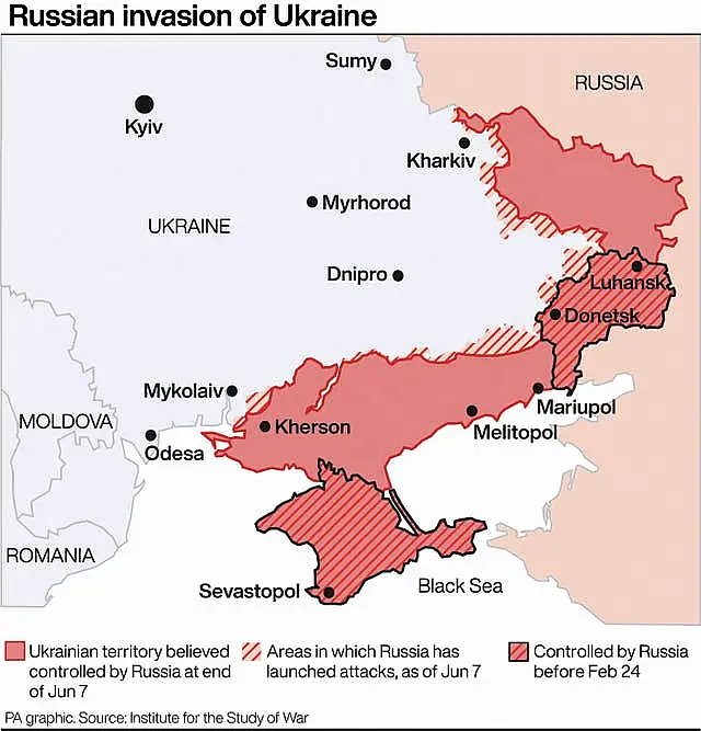 PA infographic showing Russian invasion of Ukraine