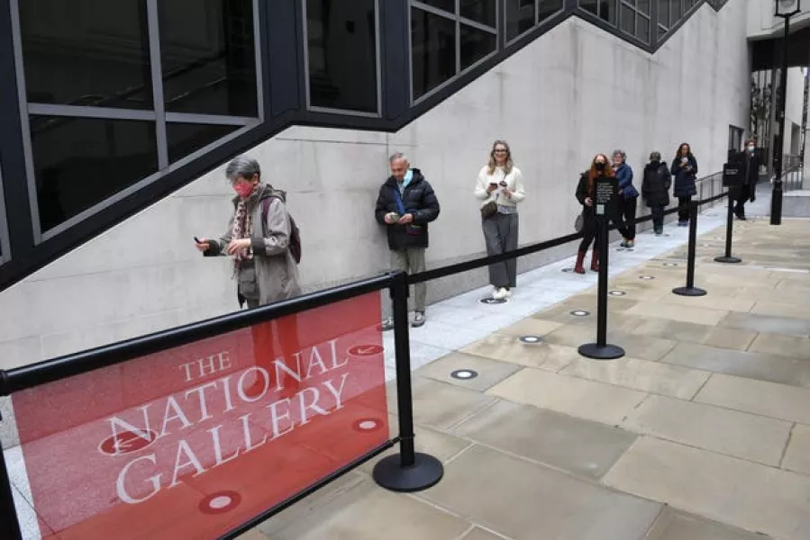 People queuing at the National Gallery in London (Stefan Rousseau/PA)