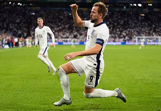 England’s Harry Kane celebrates after scoring against Slovakia
