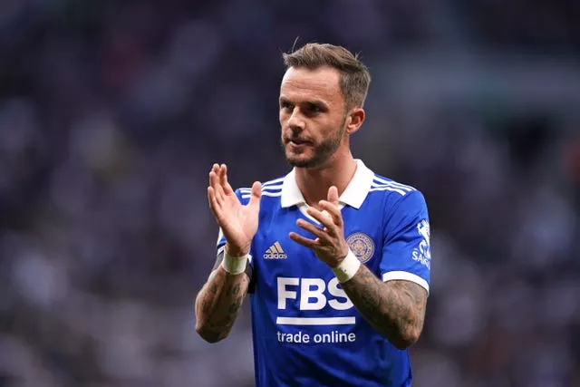 Leicester City’s James Maddison during the Premier League match at the Tottenham Hotspur Stadium, London