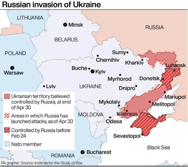 PA infographic showing Russian invasion of Ukraine
