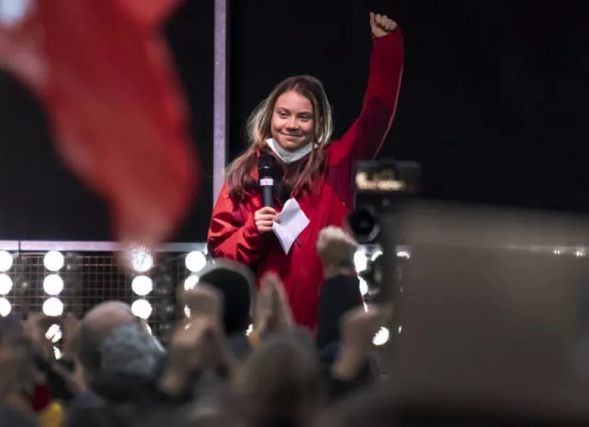 Greta Thunberg speaking at Glasgow rally