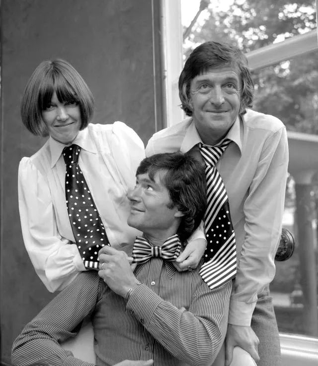 With fashion designer Mary Quant, assisted by hair stylist Vidal Sassoon in 1972