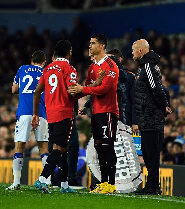 Anthony Martial came off injured against Everton at the weekend