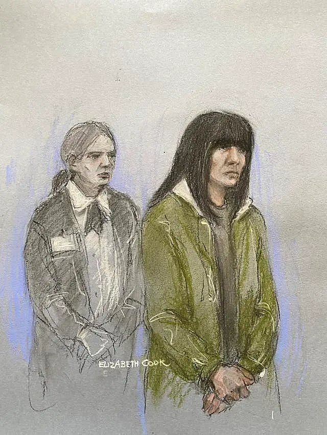 Court artist sketch of Hayley Macfarlane