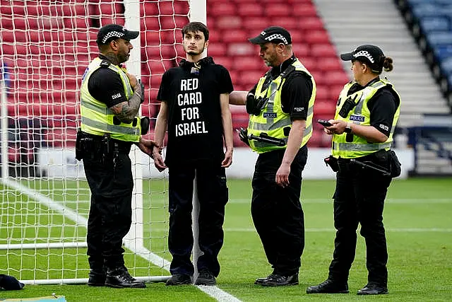 Police and protestor