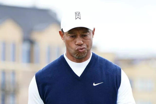 Tiger Woods looks disappointed